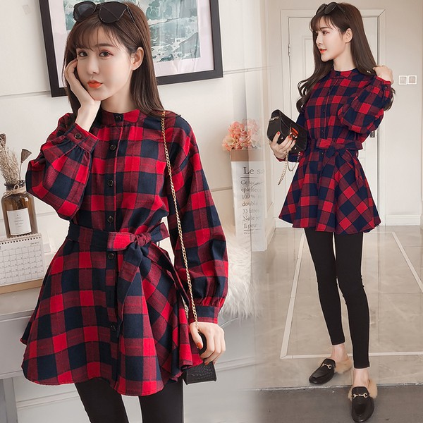 ladies tartan shirt dress