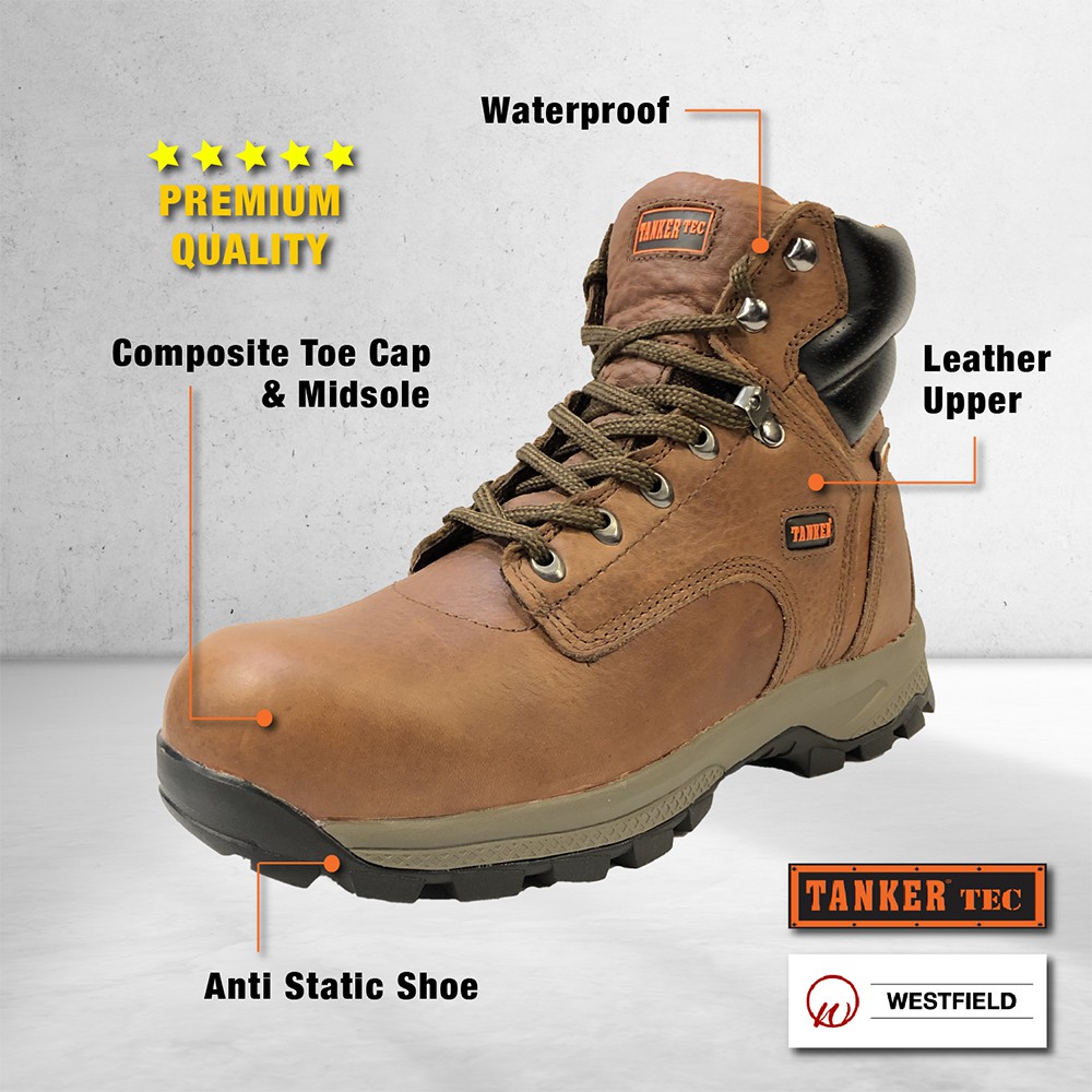 Heavy Duty High Quality Water Resistant Leather Work Safety Boots Steel Toe Cap 
