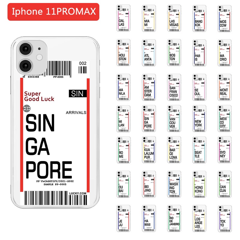 Aoxing36 Cities Plane Ticket Paris New York Hong Kong London Tokyo Transparent Case For IPhone 11 Pro Max Soft TPU Couples Mobile Phone Protection Shell Cover Casing