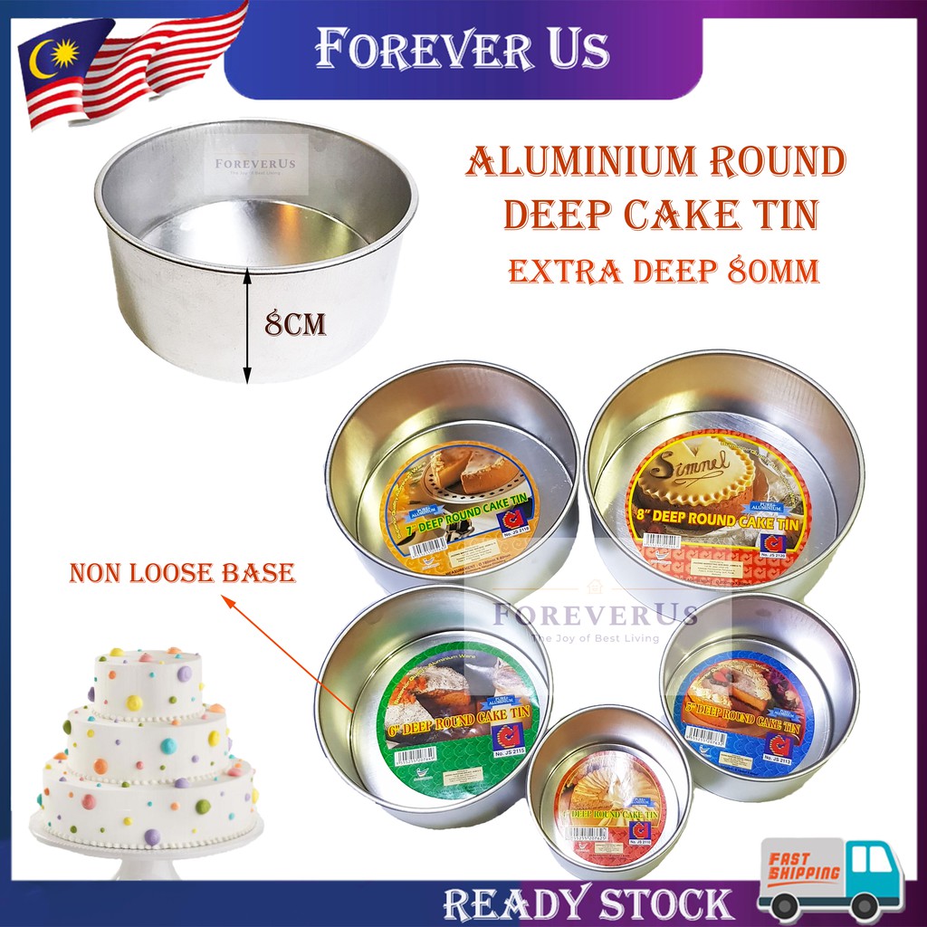 Buy Aluminium Deep Round Cake Tin Mould Non Loose Base Deep 80mm 4 5 6 7 8 Inch Round Cake Mould Loyang Bulat Tinggi Seetracker Malaysia