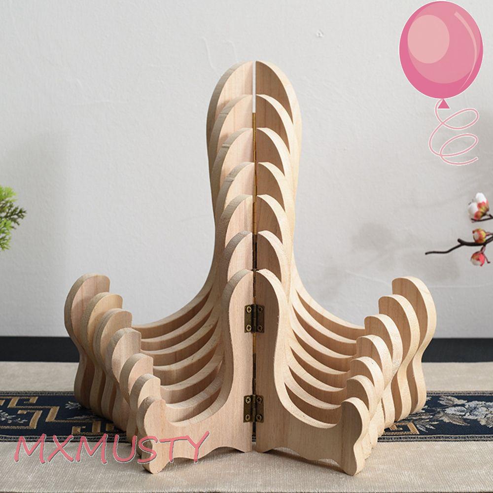 MXMUSTY Retro Display Stand Wood Easel Decorative Rack Portable 1PC Home Decor Foldable Porcelain Plate Display Plate Tea Cake Dish Storage Rack