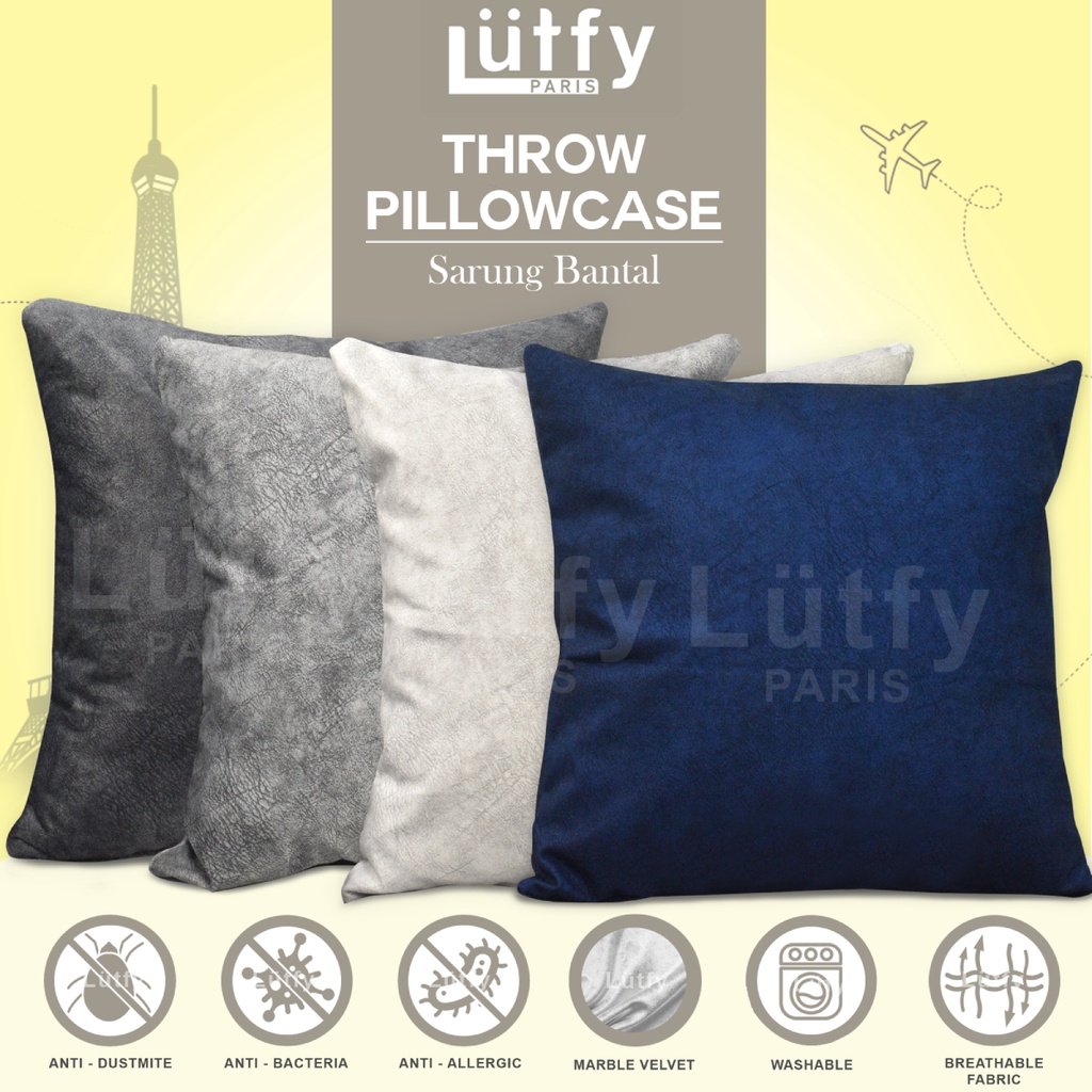 **High Quality** Pillowcase Square Sofa Pillow Cushion 45cmX45cm Throw Pillows Marble Velvet Cover | Sarung Kusyen