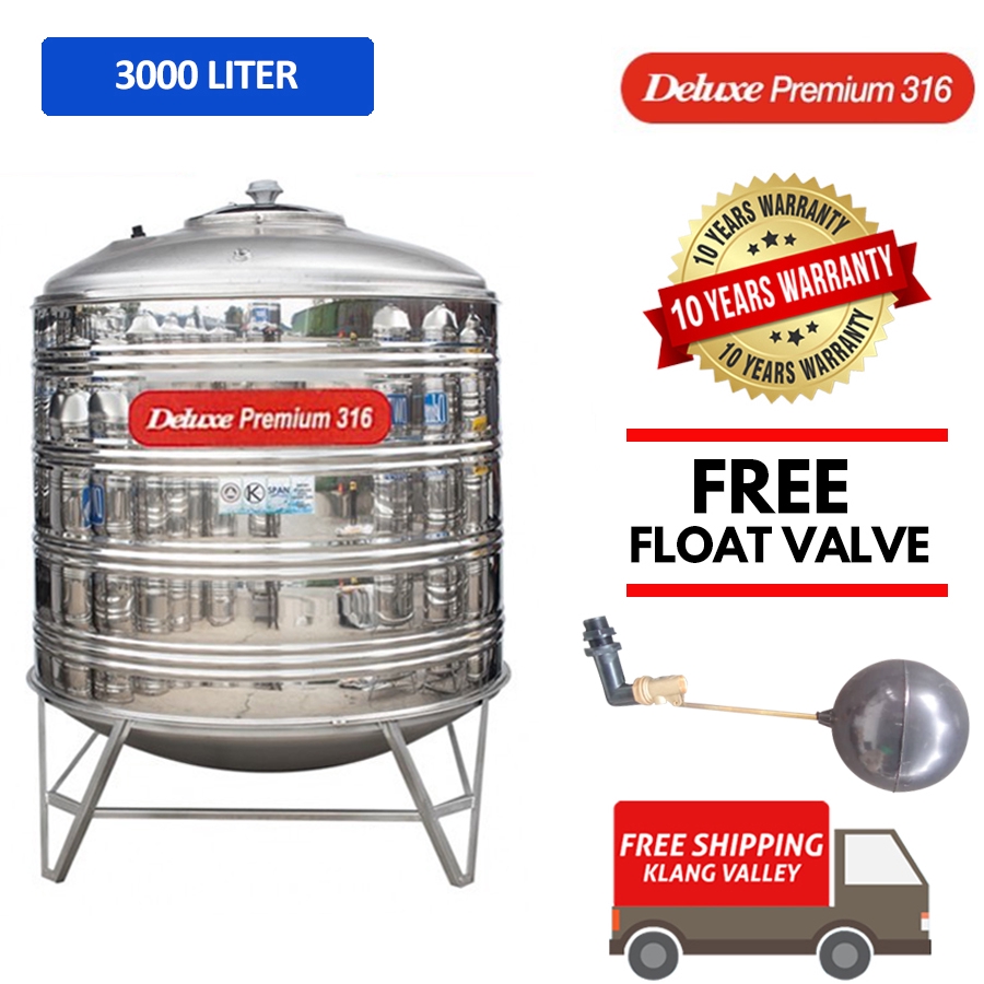 3000 Liter Deluxe Premium 316 Stainless Steel Water Tank Tangki Air With Stand Shopee Malaysia