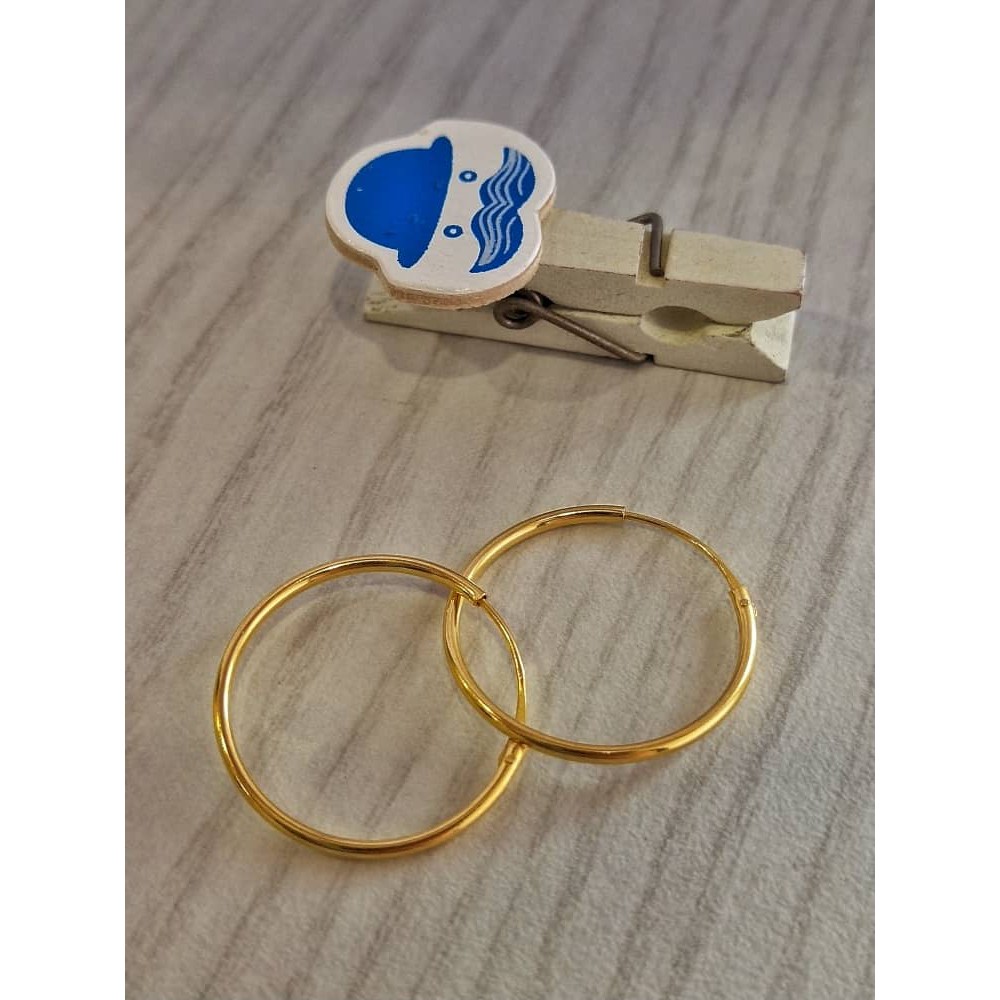 916 GOLD PLAIN HOOP EARRINGS / SUBANG BULAT LICIN EMAS 916-10LKM06