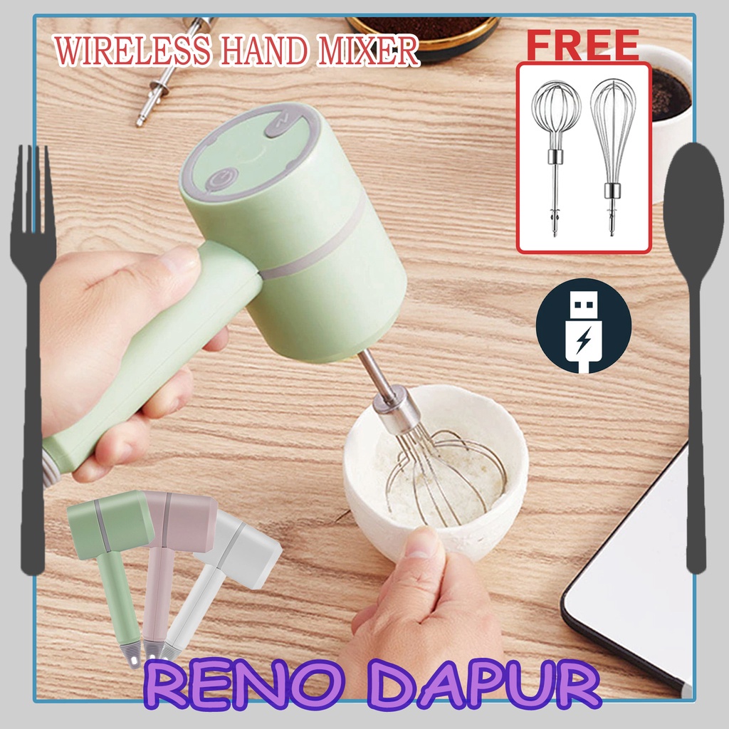 Wireless Electric Hand Mixer Egg Beater Whisk Flour Mixer Mesin Pengadun Tepung Telur 3 Speed Handheld Whisk 电动搅拌器打蛋器