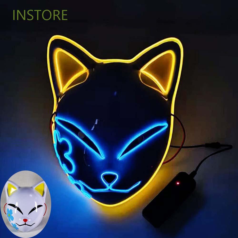INSTORE Anime Party Mask Props Cosplay Demon Slayer Cosplay Mask LED ...