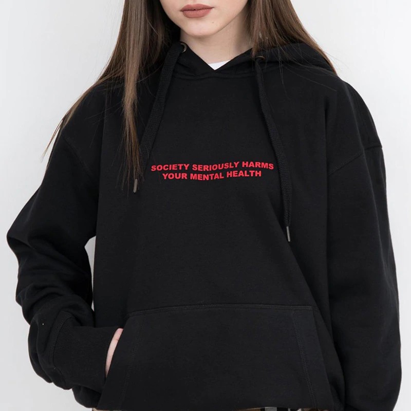 black slogan hoodie