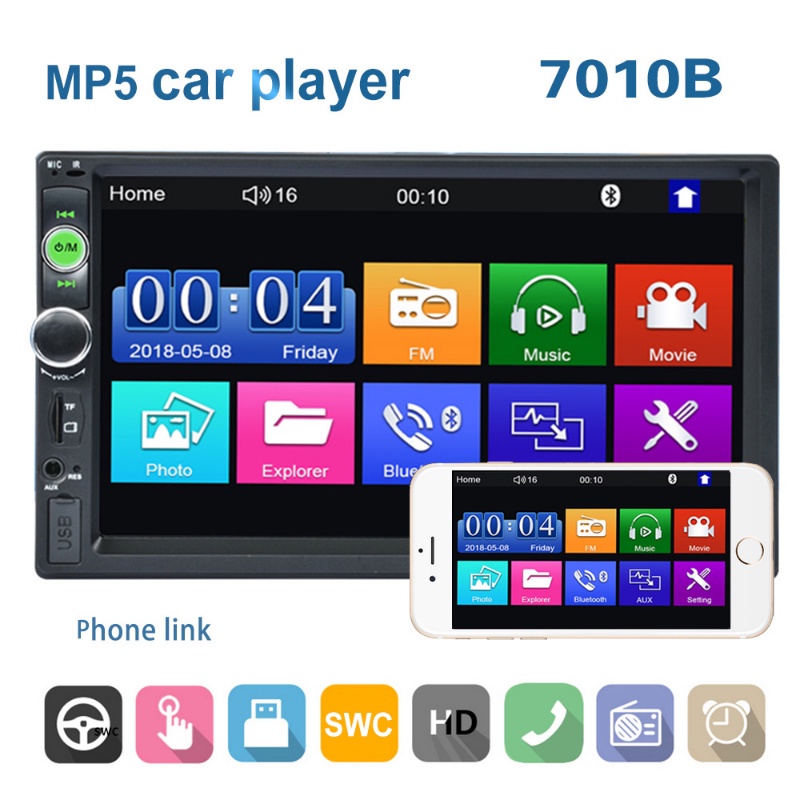 Promotion!7010B 7" 2 Din Car Radio Stereo Touch Screen Bluetooth MP5