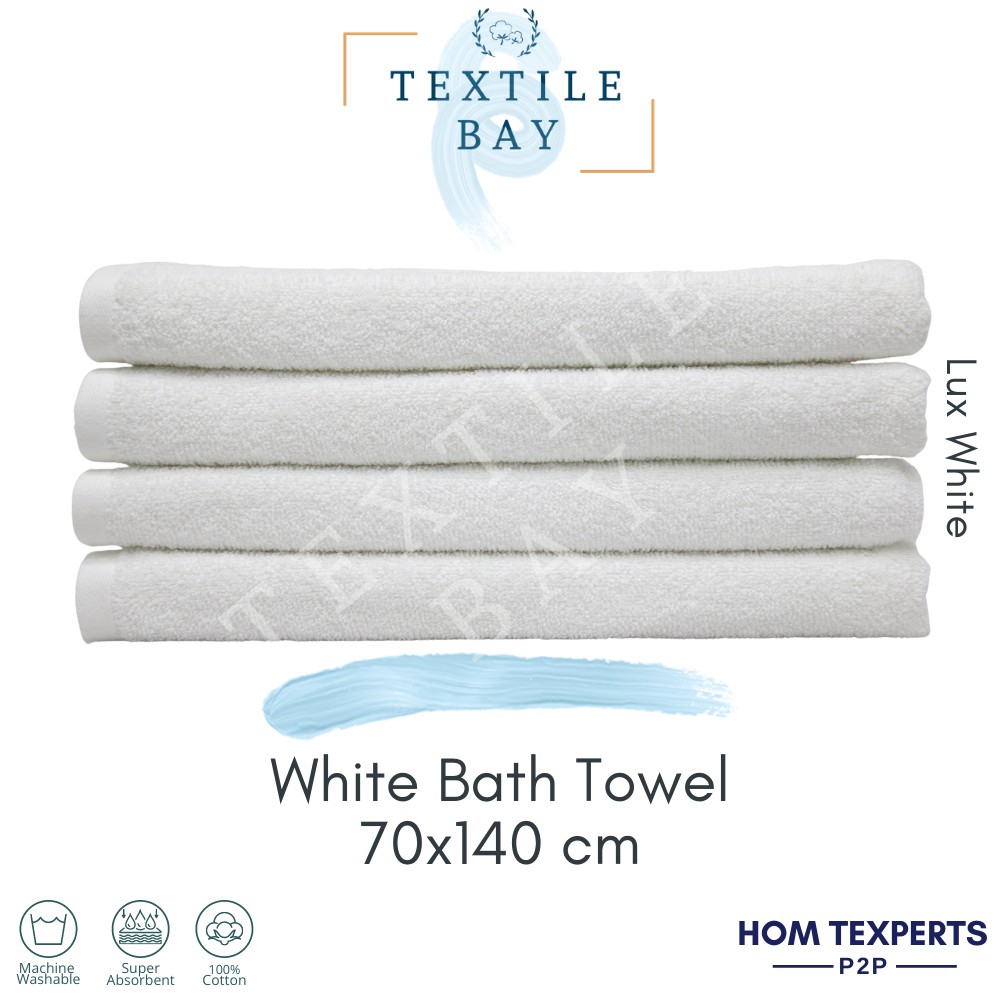 HOTEL QUALITY Lux White Bath Towel 100 Natural Cotton Hotel Grade