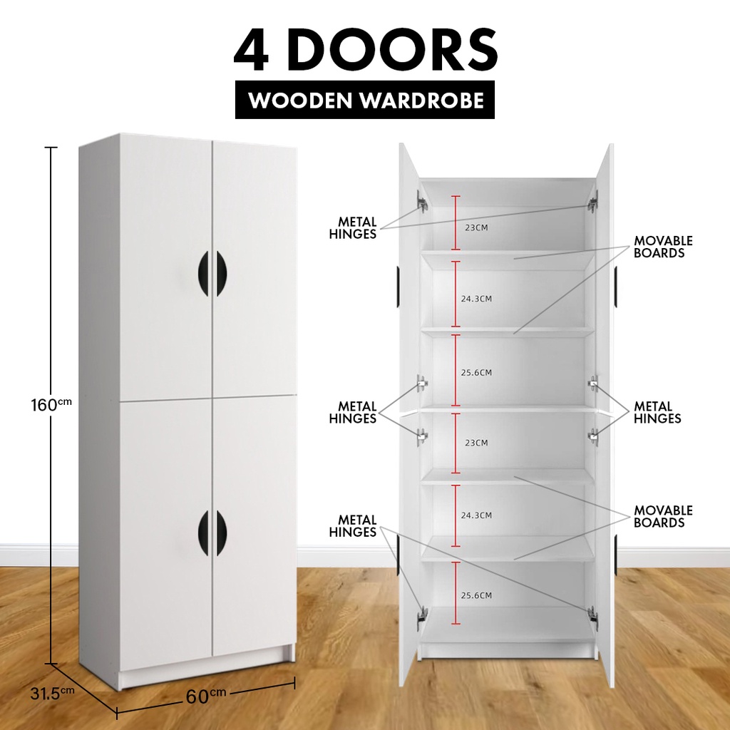 FREE SHIPPING!!! (Customize) 2 Door & 4 Door Wooden Wardrobe / Almari Baju / Bedroom Concept