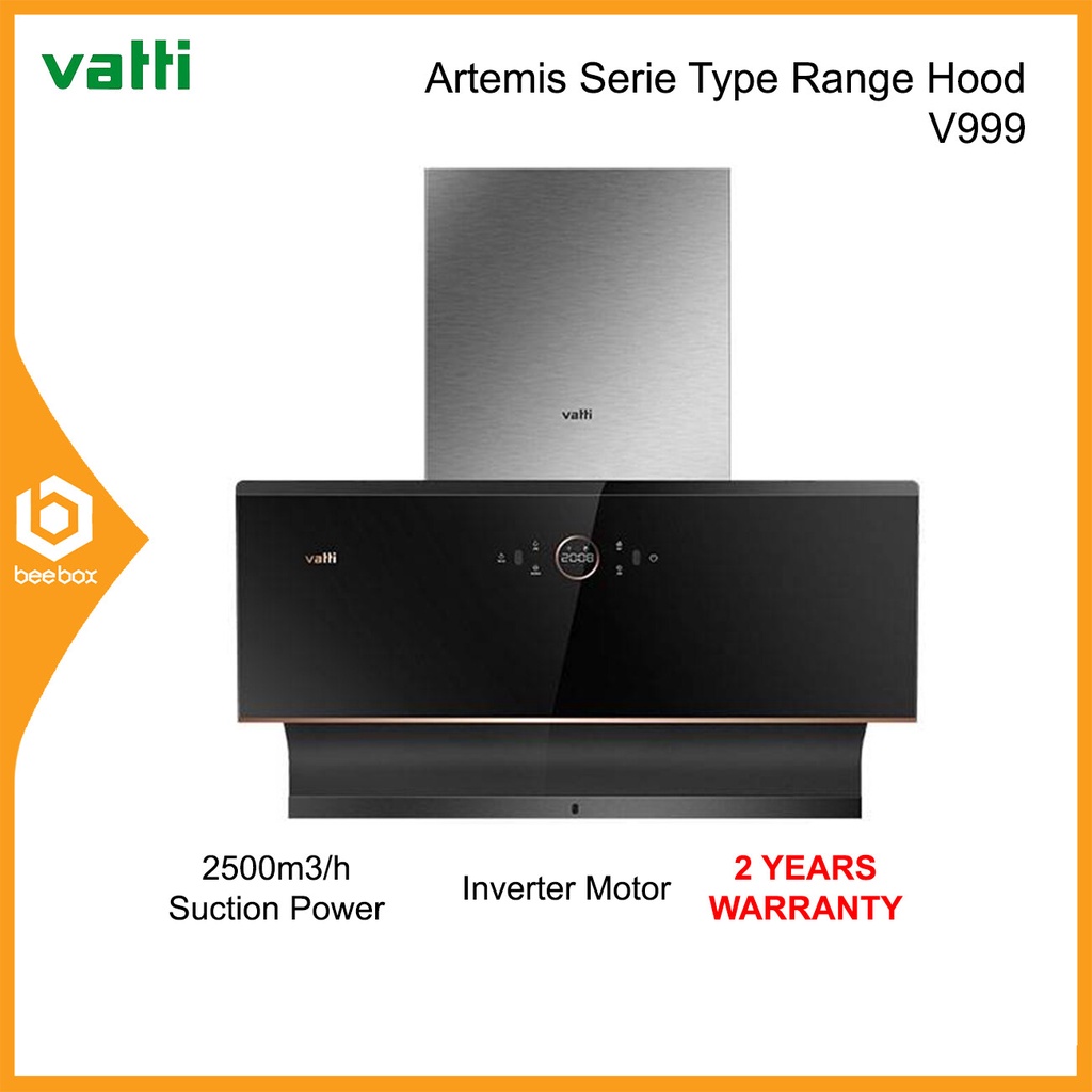 Vatti V999 Artemis Serie Type Range Hood 2500m3/h Suction Power with 100dPA Air Pressure Inverter DC Motor