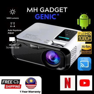 MH GADGET Genic+ 1080P Smart Projector Support Android System Youtube Netflix
