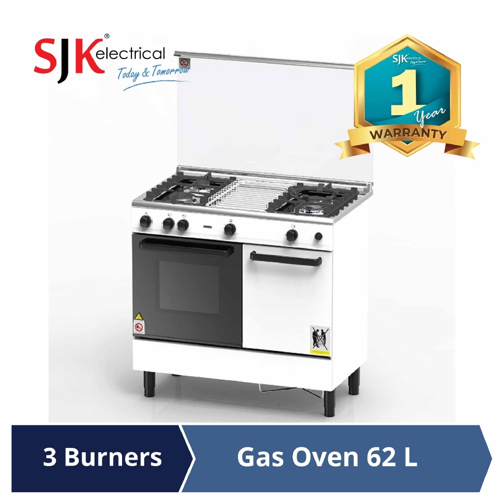 Zanussi Gas Cooker ZCG930W (62L Gas Oven) 3 Gas Burners Shopee Malaysia