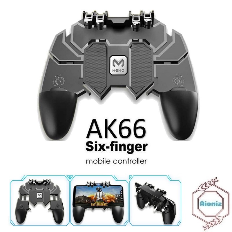 qwrew05 M10 M11 Six Finger Mobile Game Controller Gamepad with Cooling Fan Heat Dissipation Function for PUBG/MEMO Mobile Phone Game Joystick for 4.6-6.5 inch Android iOS Phone 