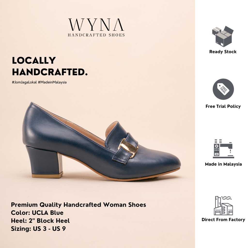 [READY STOCK] WYNA Block Heel Round Toe Shoes [Local Handcrafted]