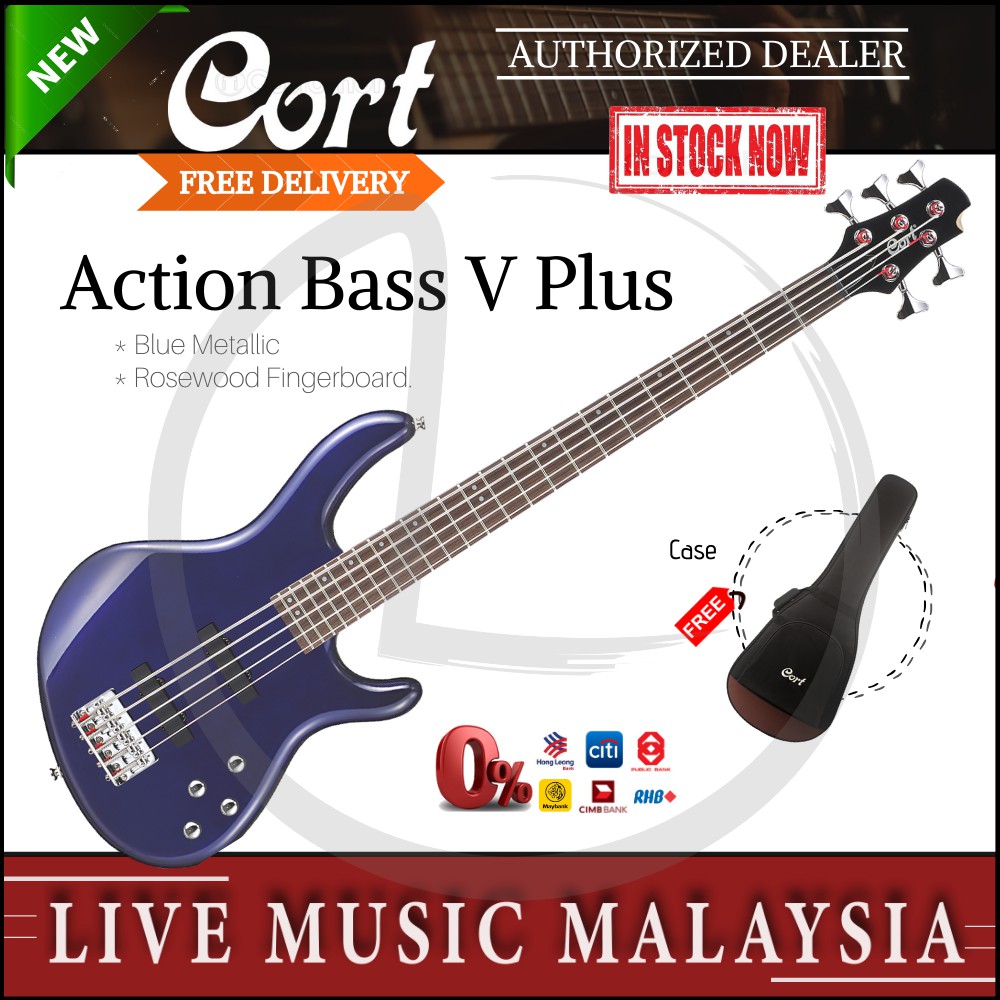 Cort Action Bass V Plus Bass Guitar With Bag Blue Metallic Action V Plus Shopee Malaysia