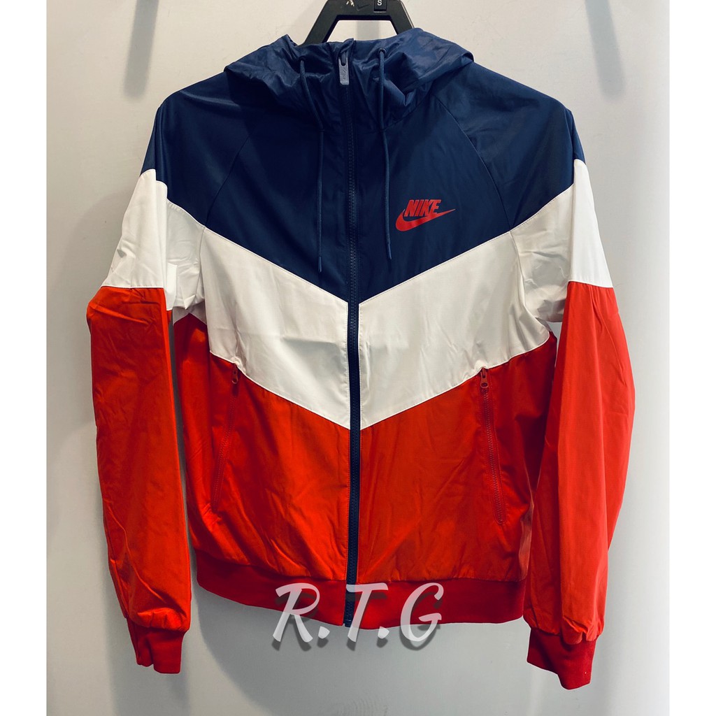 nike red blue and white jacket