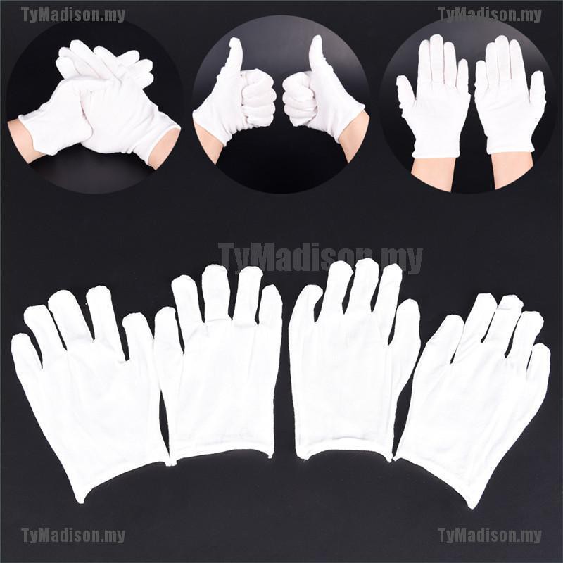 white nylon stretch gloves
