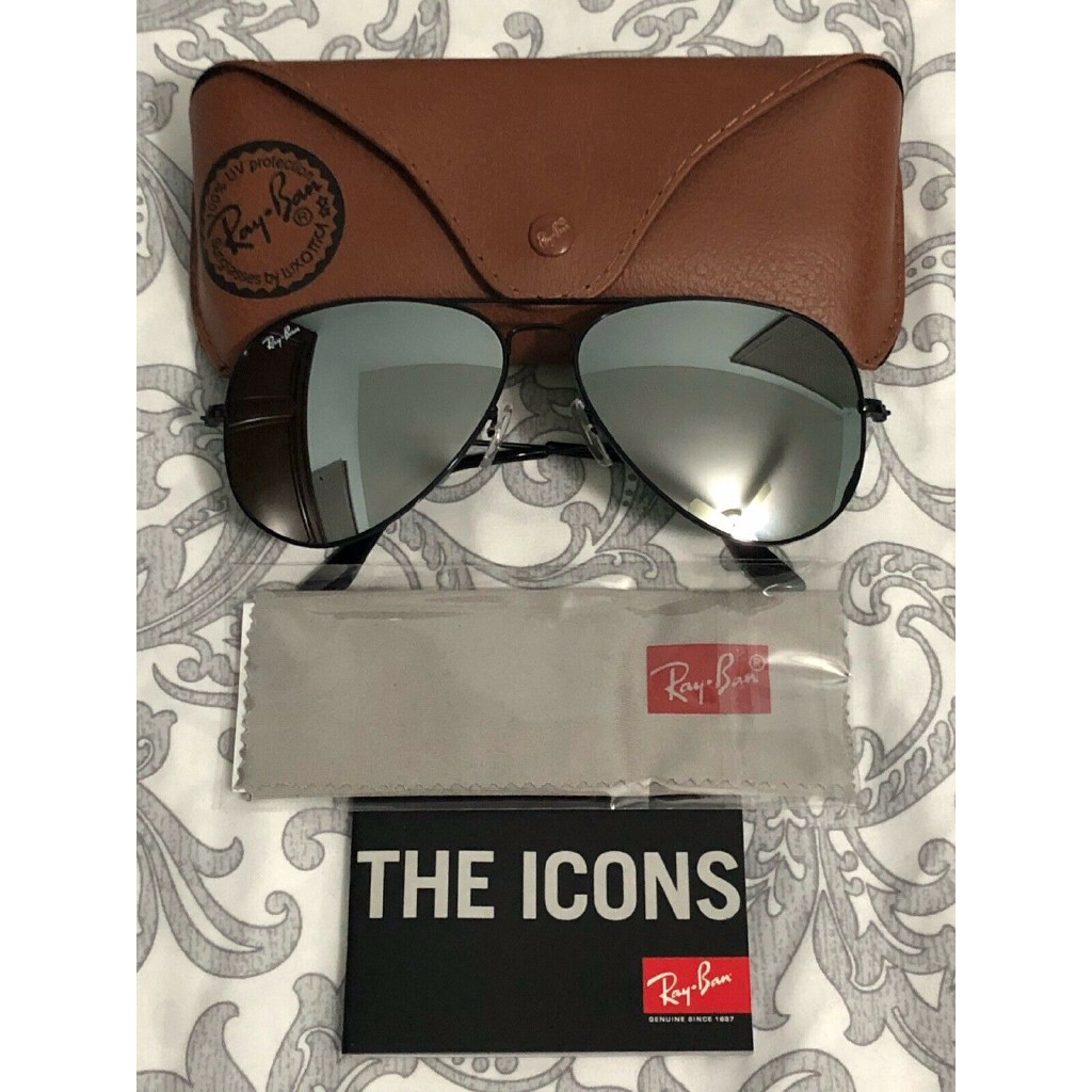 Details About New Ray Ban Aviator Rb3026 Silver Mirrored Lenses Sunglasses Black Frame 62mm Shopee Malaysia