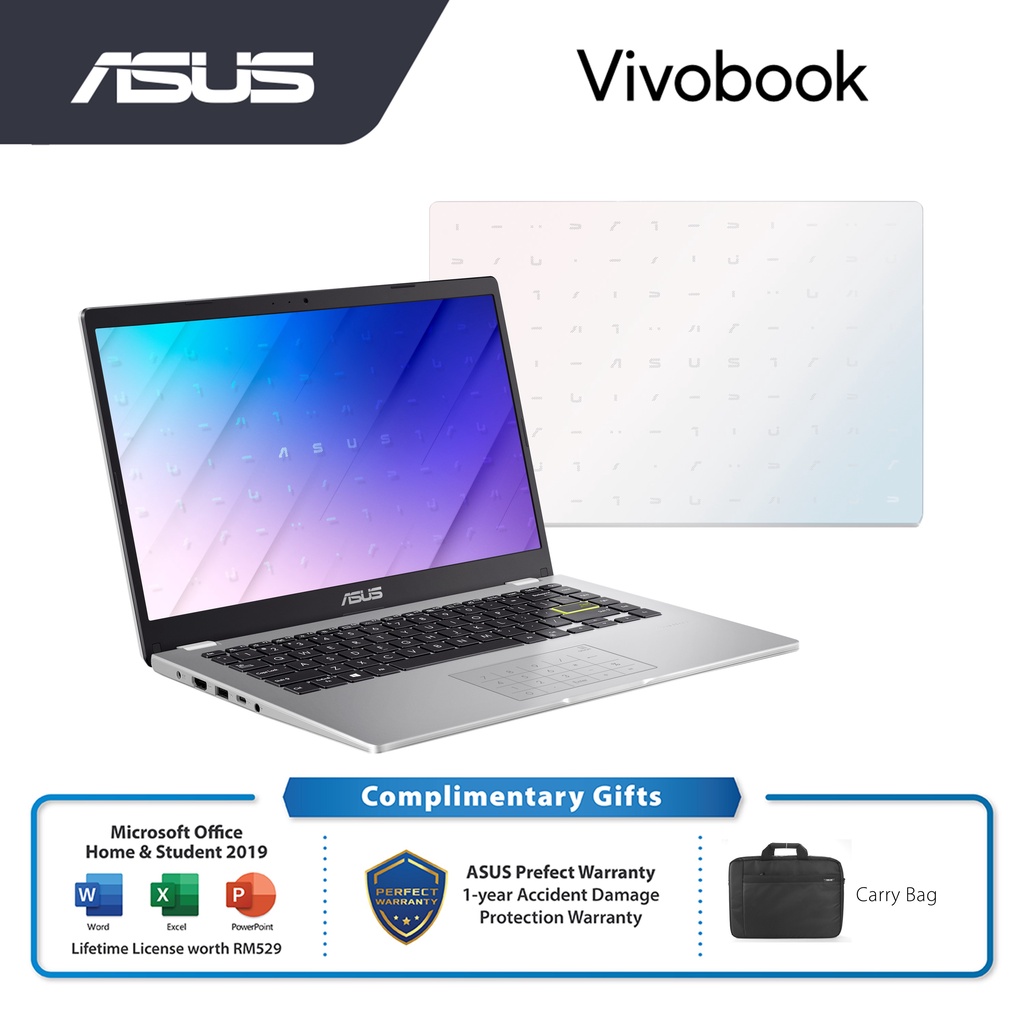 Asus Vivobook Laptop E410m Abv1204ts Abv1228ts Pinkwhite Intel Celeron4gb256gb Ssd14