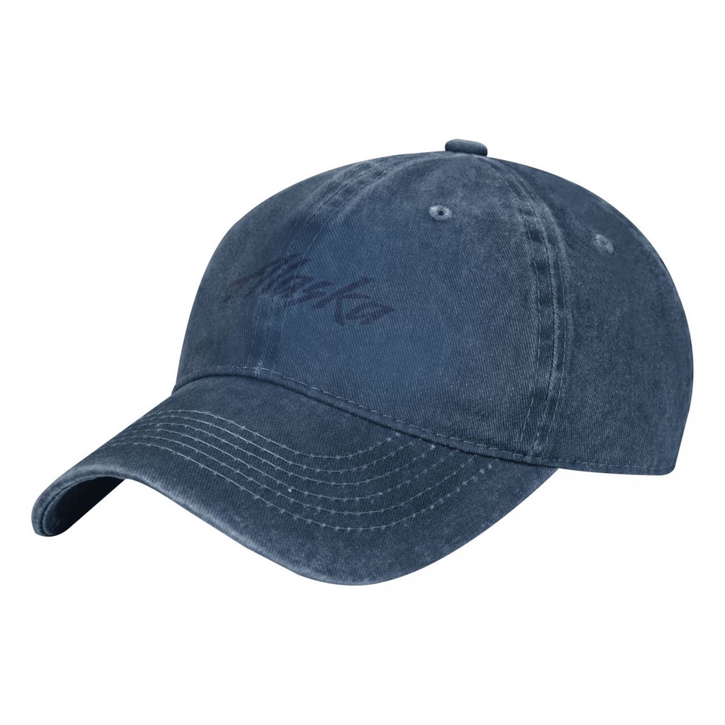 Alaska Airlines Logo Washed Cowboy Hat Ready Stock Curved Brim Sun Hat Simple All-Match Baseball Cap Unisex Baseball Cap 100% Cotton Adjustable Men Women Influencer Same Style Cap