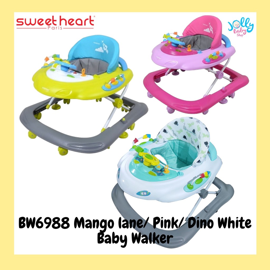 Sweet Heart Paris Baby Walker Bw6988 Green Pink Dino White Shopee Malaysia