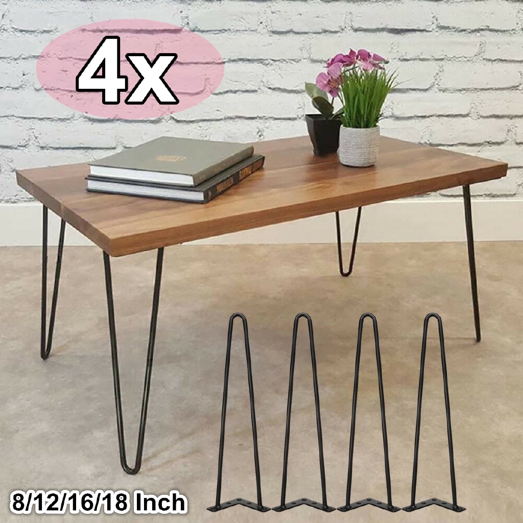 4 Pack Metal Iron Hairpin Table Legs Set Kit Desk Table Furniture