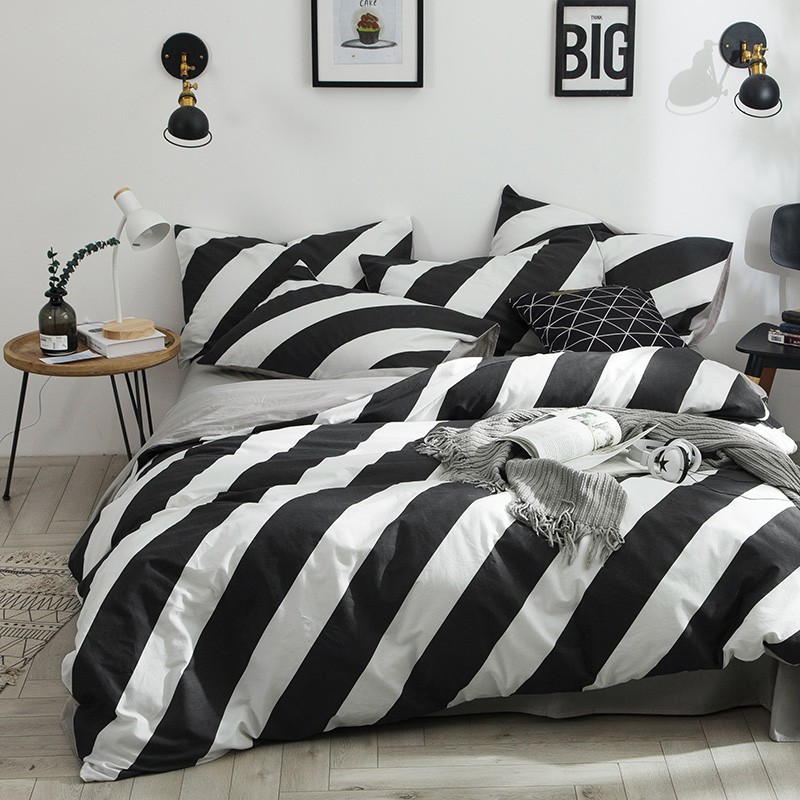 100 Cotton Black White Men S Soft Duvet Cover Set For Bed