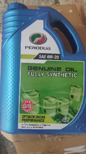 [SABAH ONLY] PERODUA 0W-20 FULLY SYNTHETIC ENGINE OIL (4L 