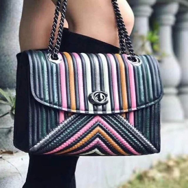 LARGE Coach parker with colorblock quilting and rivets | Shopee 