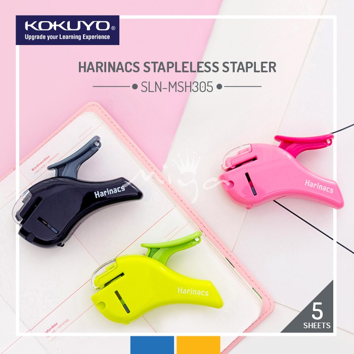 Kokuyo Stapleless Stapler Harinacs Compact Alpha SLN-MSH305P Pink 