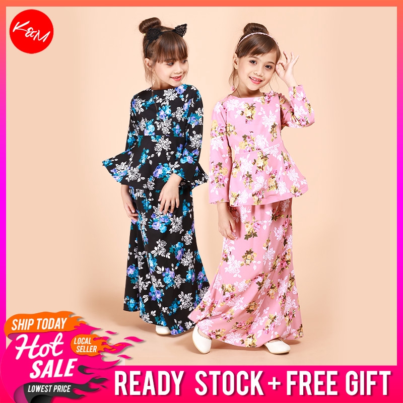 KM Kids Jameelah Floral Peplum  Girls Traditional Baju  