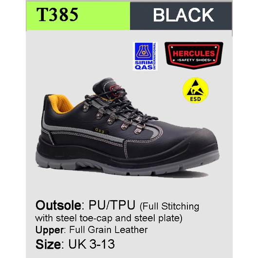 Hercules ESD Safety Shoes Cow Leather SIzes 313 8500 T385 SIRIM Shopee Malaysia
