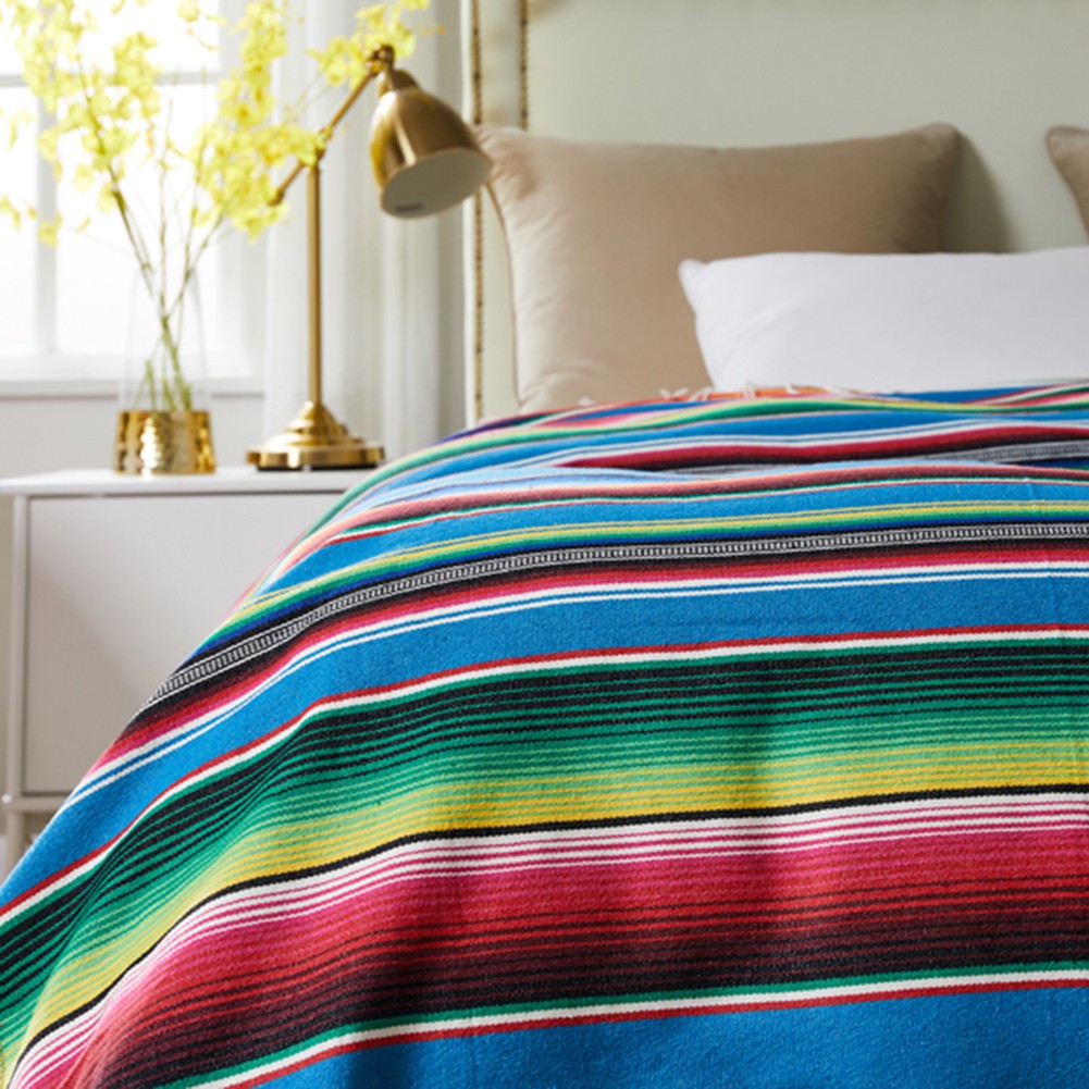 Beach Blanket Cotton Mexican Indian Handmade Rainbow Blanket Home Tapestry Beach Picnic Mat Shopee Malaysia