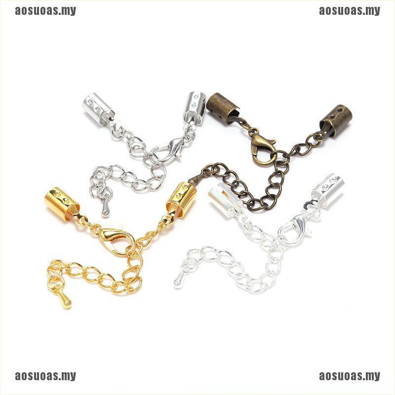 Stock Ao 10pcs Lobster Clasps Extend Chain Crimps Caps Connectors Jewelry Making Findings Shopee Malaysia