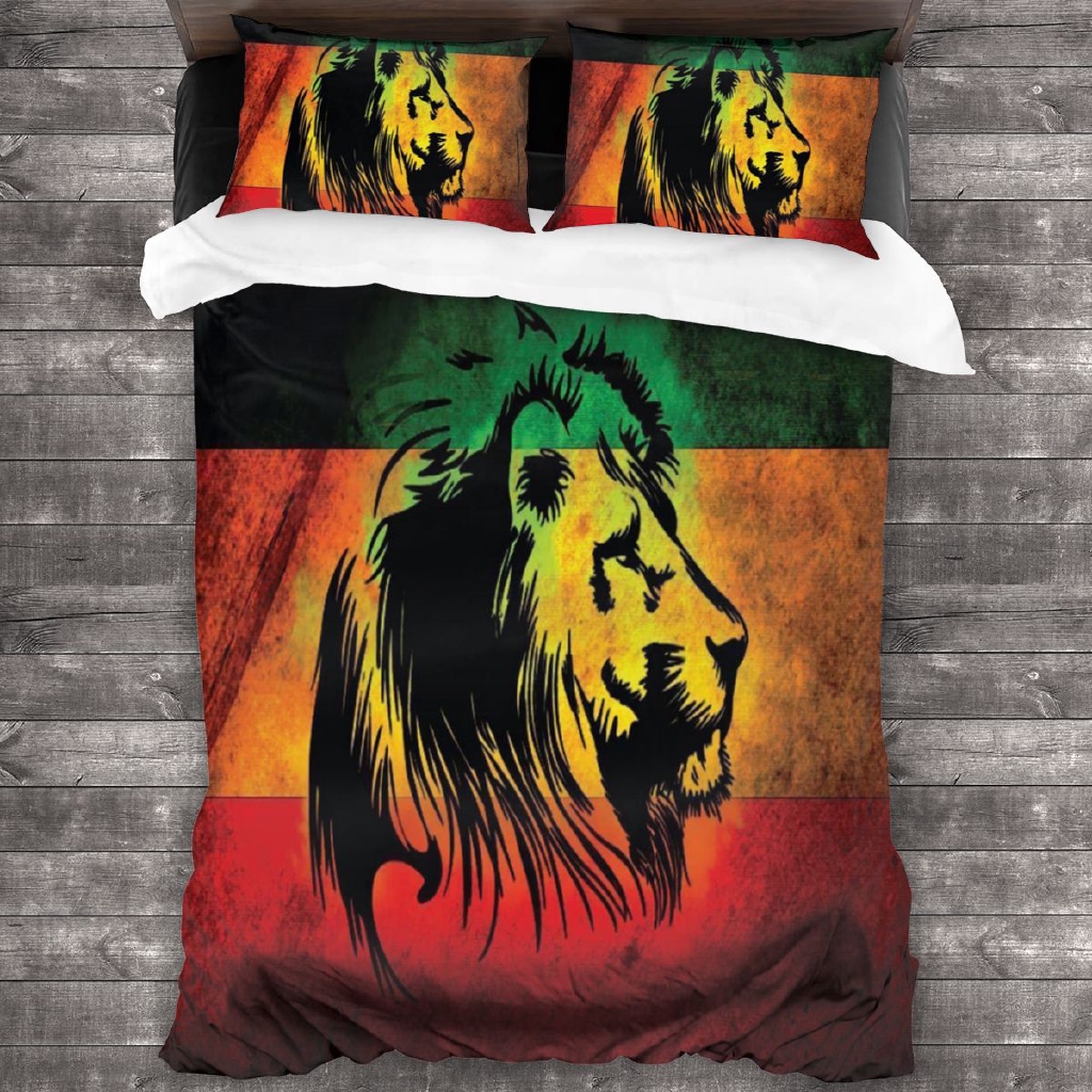 Bob Marley Rasta Lion Jamaica Flag Microfiber Comforter Set 86x70