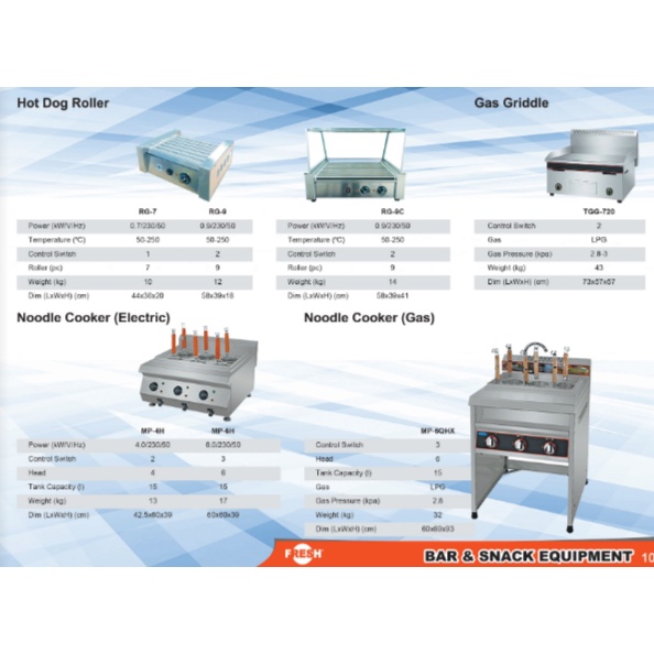 Kitchen Equipment ~ Hot Dog Roller ~ Gas Griddle ~ Noodles Cooker Gas/Electric Peralatan Dapur 厨房设备