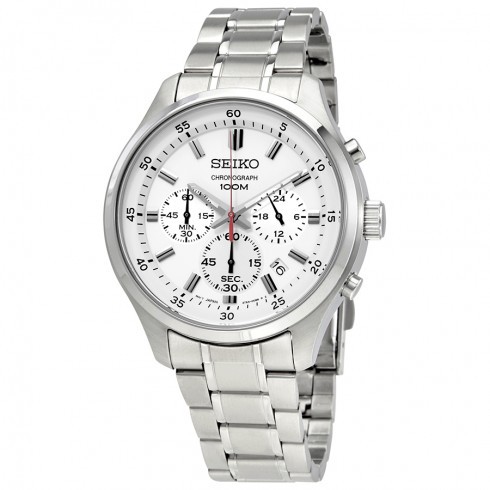 seiko chronograph 100m white face