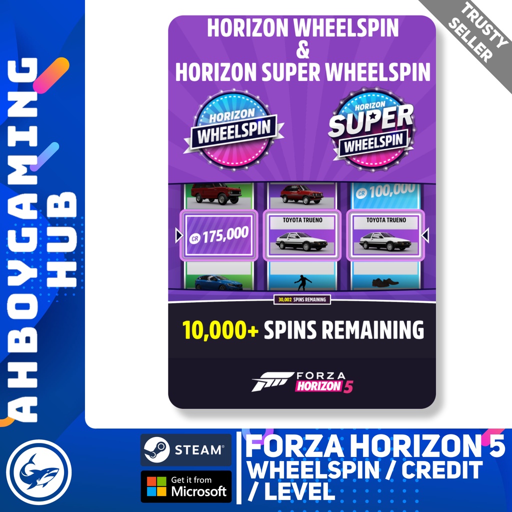 🔥FORZA HORIZON 5 Super Wheelspin / Credit / Level Boost[CHEAPEST][Safe