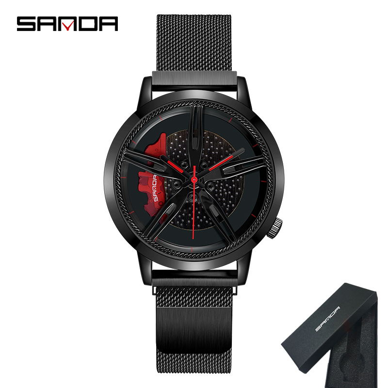 SANDA New Products Men's Watch Fashion Trend Luxury Hollow Dial Men's Waterproof Concept Mesh Belt Creative Watch 1040