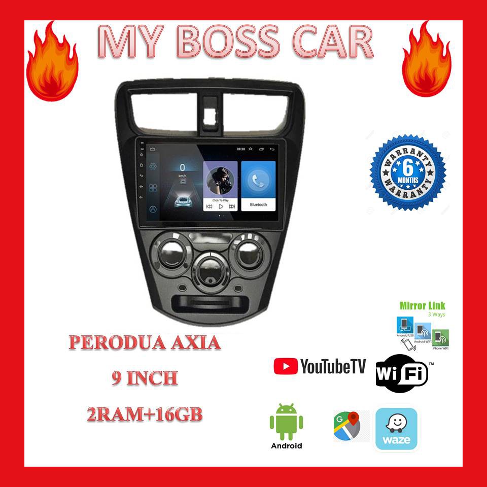 (2RAM 16GB IPS 2.5D SCREEN) Perodua Axia 9" Inch Android 9 