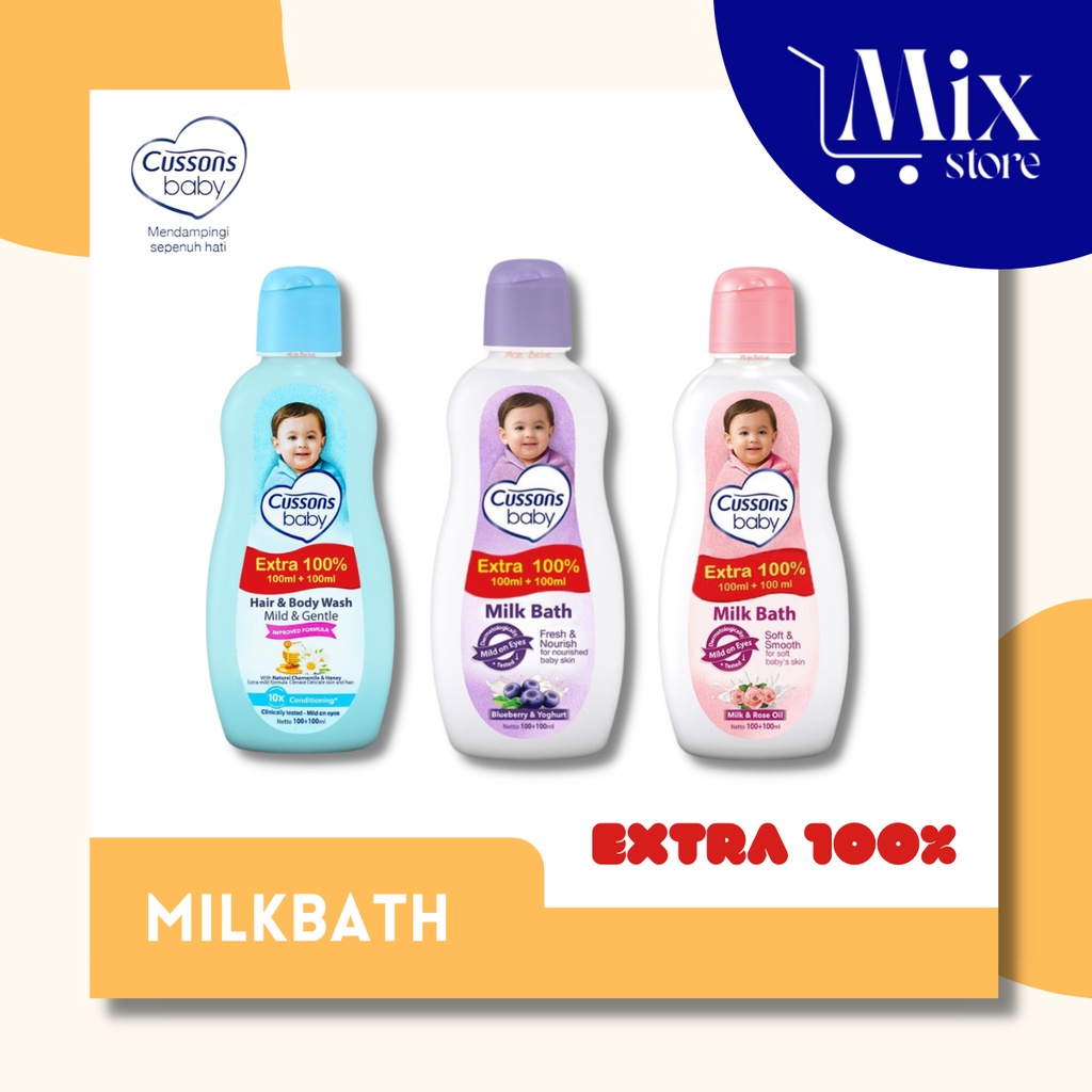 Cussons Baby Milk Bath / Hair And Body Wash Mild & Gentle / 100ML Extra