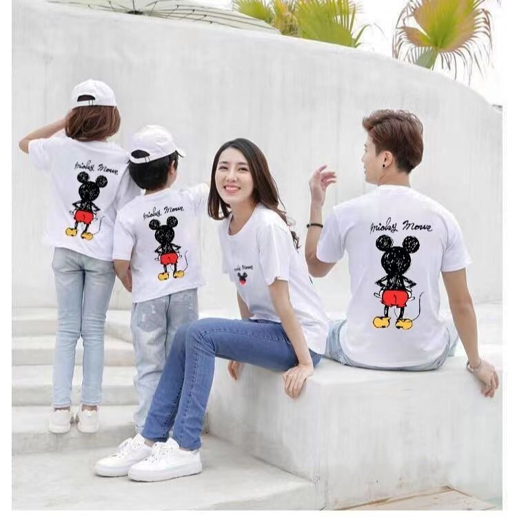 IN Stock Mickey Mouse Family Tee Shirts Parents and Baby Mickey Mouse Print Tops T Shirt Women Summer Shirt