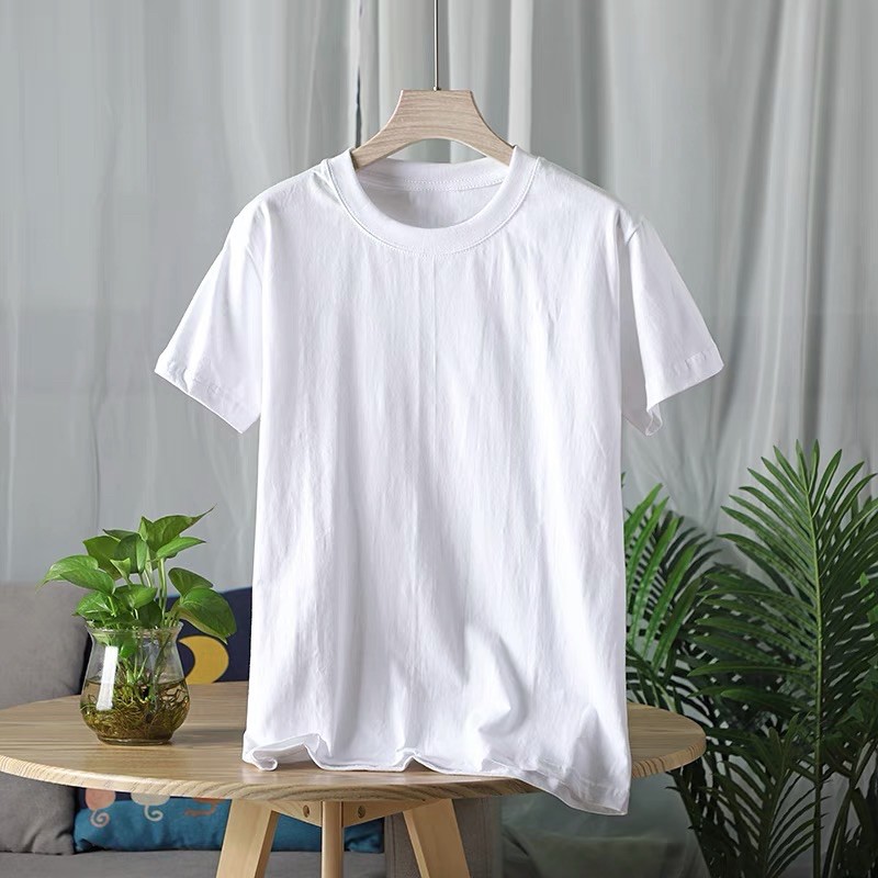 READY STOCK [ 220GSM ] THICK 100% PREMIUM COTTON TSHIRT - CZM Unisex Round Neck T-Shirt -White