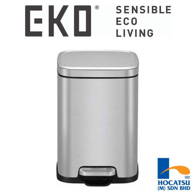 Eko Bin S/S Rectangle Step Bin With Soft Closing Lid, 20L, Stella