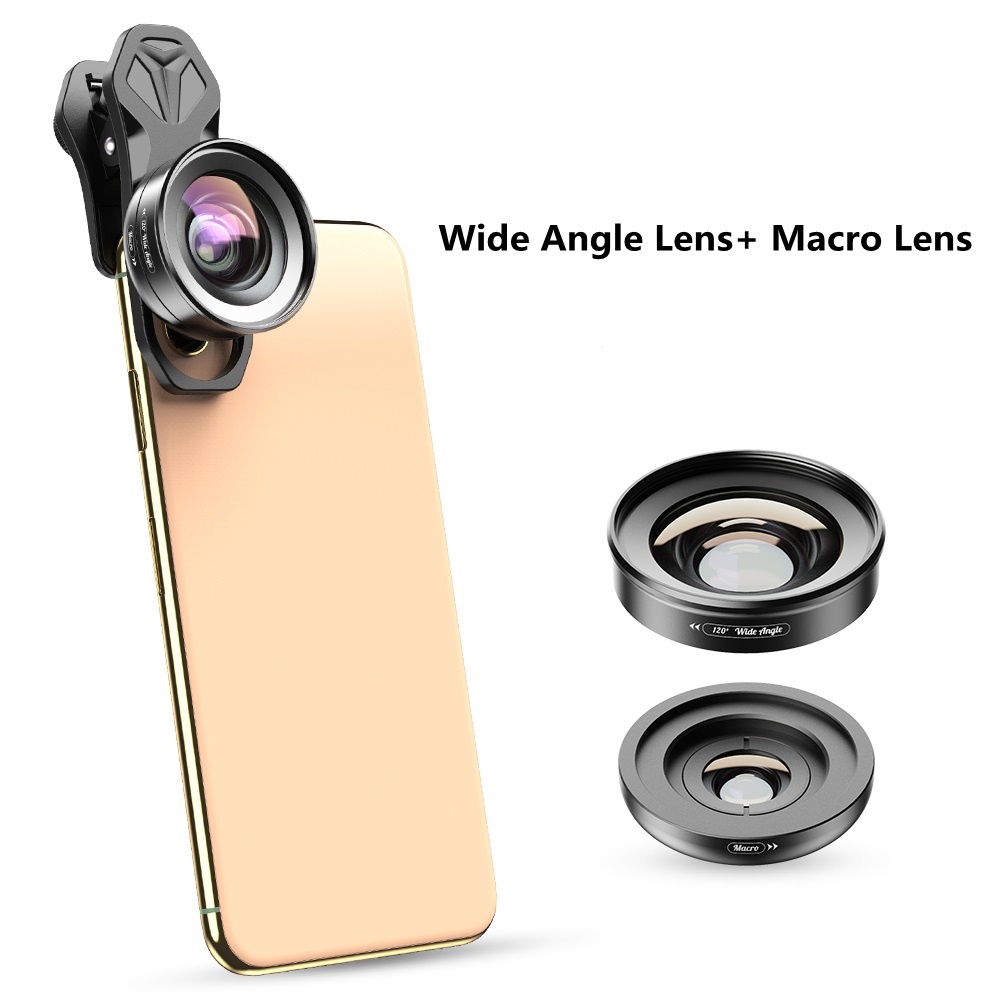 APEXEL HD Camera Phone Lens kit 120 degree 4K Wide angle 10x macro lens