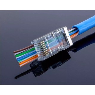 Pass Through Cat6 LAN RJ45 Ethernet Shielded Connector Plug 8P8C