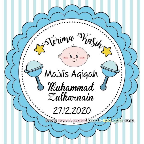 TQ STICKER DOOR GIFT BABY BOY MAJLIS AQIQAH / AKIKAH / CUKUR JAMBUL