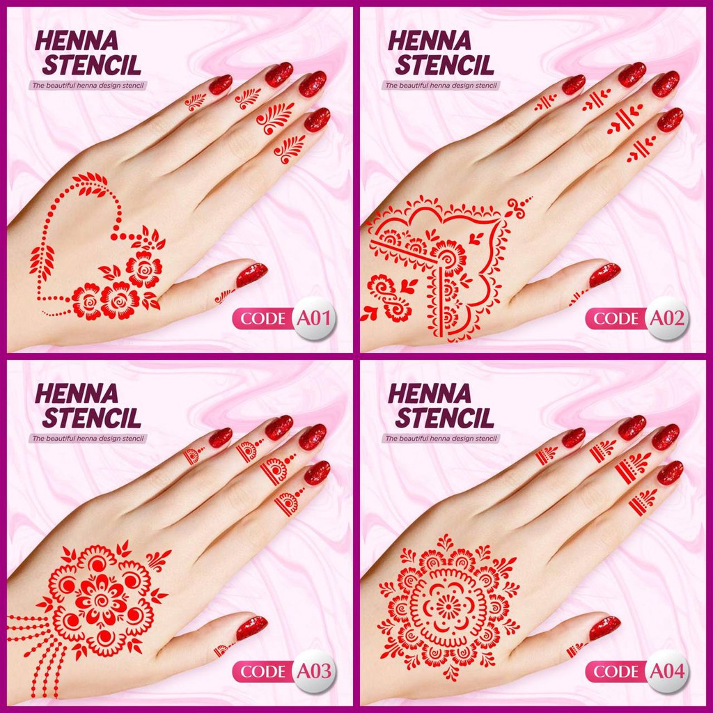 Sticker inai / Sticker Henna / Henna Stencil / Mehndi Stencil NEW DESIGN Shopee Malaysia