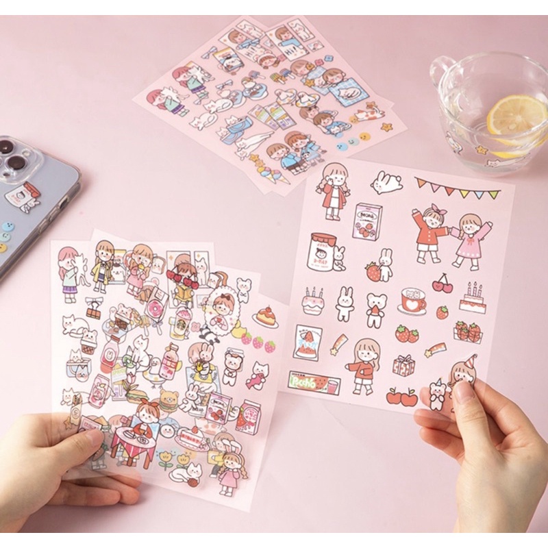 AC PVC Waterproof Korean INS Style Cute Girl Sticker For Deco Water